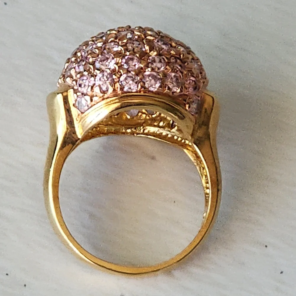 Ross-Simons Sterling Silver Gold Vermeil Pink Or Purple  Crystals Ring Size 7 - Picture 3 of 8